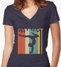 Vintage Retro Gymnast Women's Fitted V-Neck T-Shirt