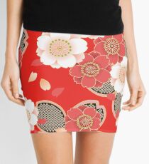 Vintage Japanese Wedding Kimono Pattern Mini Skirt