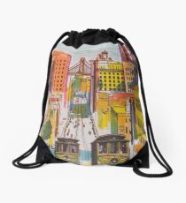 San Francisco Retro Vintage Travel Poster Drawstring Bag