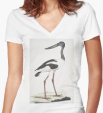 Shoebill illustration Women's Fitted V-Neck T-Shirt