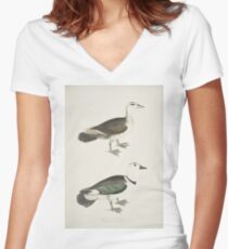 Ducks illustration Women's Fitted V-Neck T-Shirt