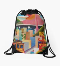 San Francisco California Colorful Retro Vintage Poster Drawstring Bag