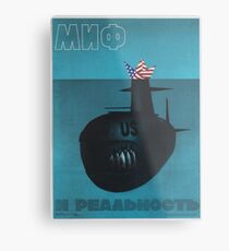 "Myth and reality" Anti-American Soviet Propaganda Poster, USSR, 1983 Metal Print