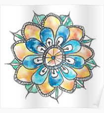 watercolour mandala doodle Poster