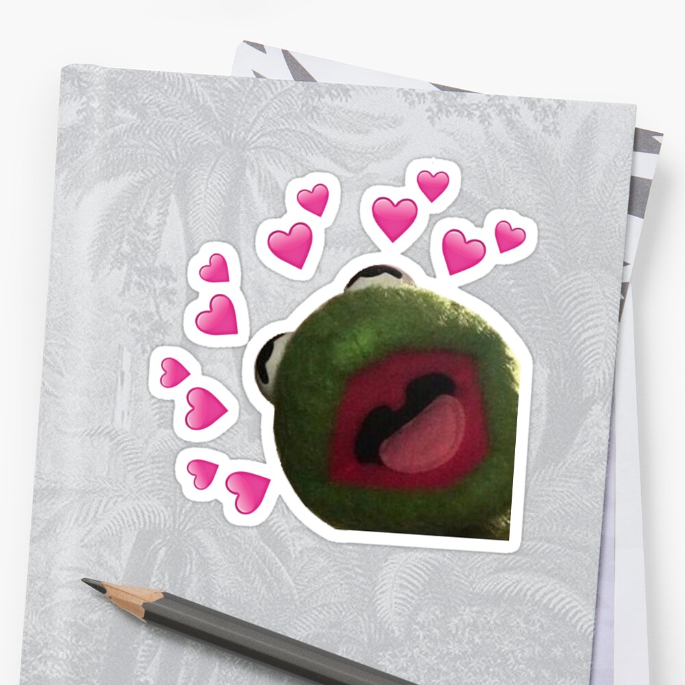 "Kermit heart Meme" Sticker by queentones | Redbubble