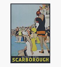 Scarborough England, Pool, Vintage Travel Poster Photographic Print