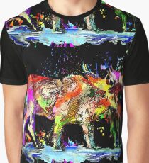 Colorful Moose Graphic T-Shirt