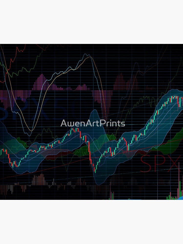 Stock market SPX500 trading chart display indicators concept art print by AwenArtPrints