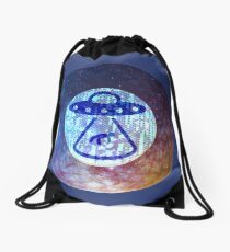 UFO Alien Abuduction Graphic Drawstring Bag