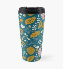 Fall Foliage in Gold + Blue Travel Mug