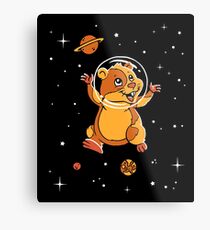 Hamster In Space T-Shirt - Cute Cartoon Rodent Metal Print