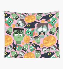 Halloween Pattern Tile (pink) Wall Tapestry