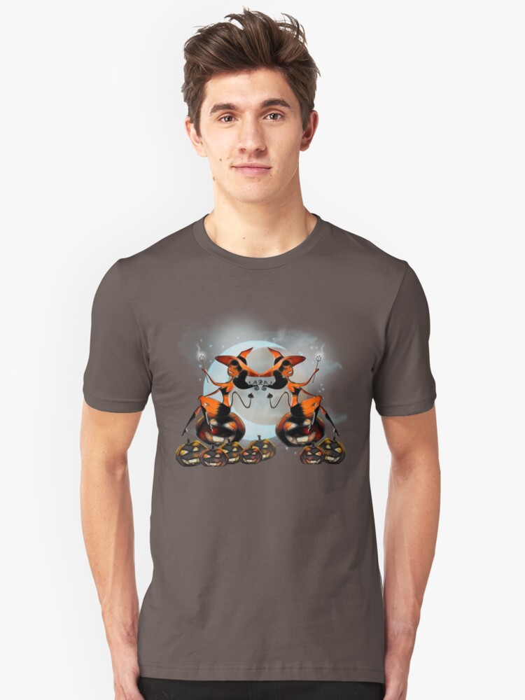 Alternate view of Devil Girl - Halloween Pumpkins Slim Fit T-Shirt