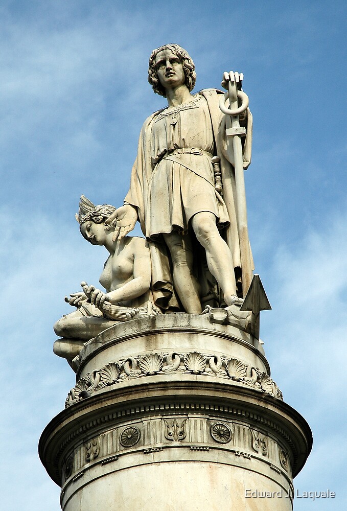 ""Happy Columbus Day" Columbus Statue, Genoa Italy" by Edward J