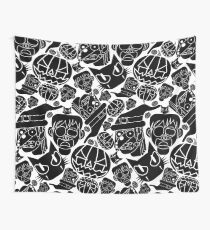 Halloween Pattern (White and Black) Wall Tapestry