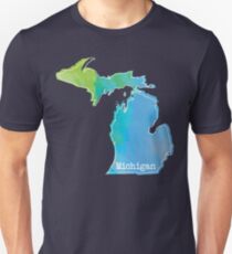 Camiseta ajustada Contorno de acuarela de Michigan
