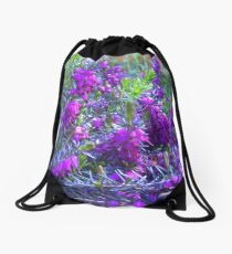 Purple Flowers Drawstring Bag