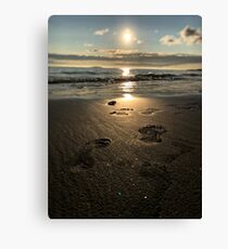 Footprints on a Beach Canvas Print