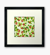 Cranberry Fruit Pattern on Green Framed Print