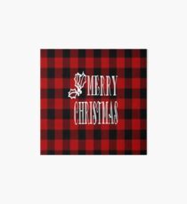 Merry Christmas With Holly on Red Buffalo Plaid Art Board