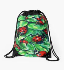 Ladybugs in the Hedge Drawstring Bag