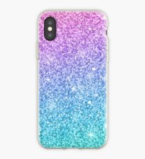 Lila Türkis Glitter Ombre iPhone-Hülle & Cover