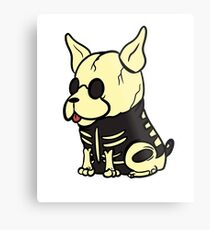 Funny Boston Terrier Scary Skeleton Costume Halloween Metal Print