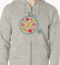 Retro bicycle and autumn leaves. Zipped Hoodie