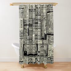 Synthesizer Fan Composition white Shower Curtain