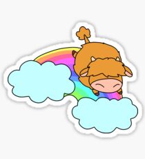 Rainbow Cloud Highland Cow Sticker