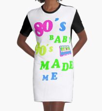 80s 90s RETRO FASHION SKATEN CASSETTE BACK Graphic T-Shirt Dress