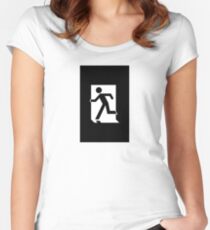 Emergency Exit Sign, with the Running Man Women's Fitted Scoop T-Shirt
