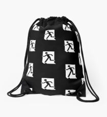 Emergency Exit Sign, with the Running Man Drawstring Bag