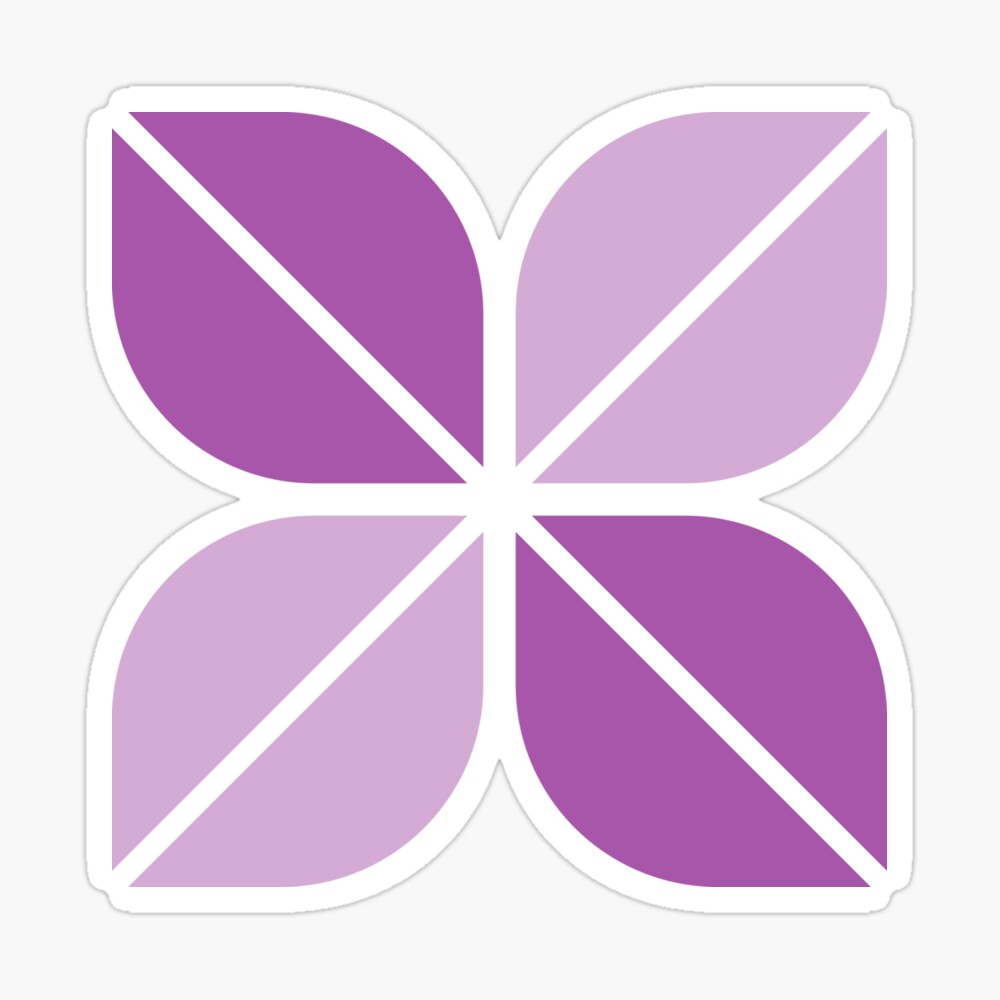 Geometric Pattern: Leaf: Purple/White Sticker