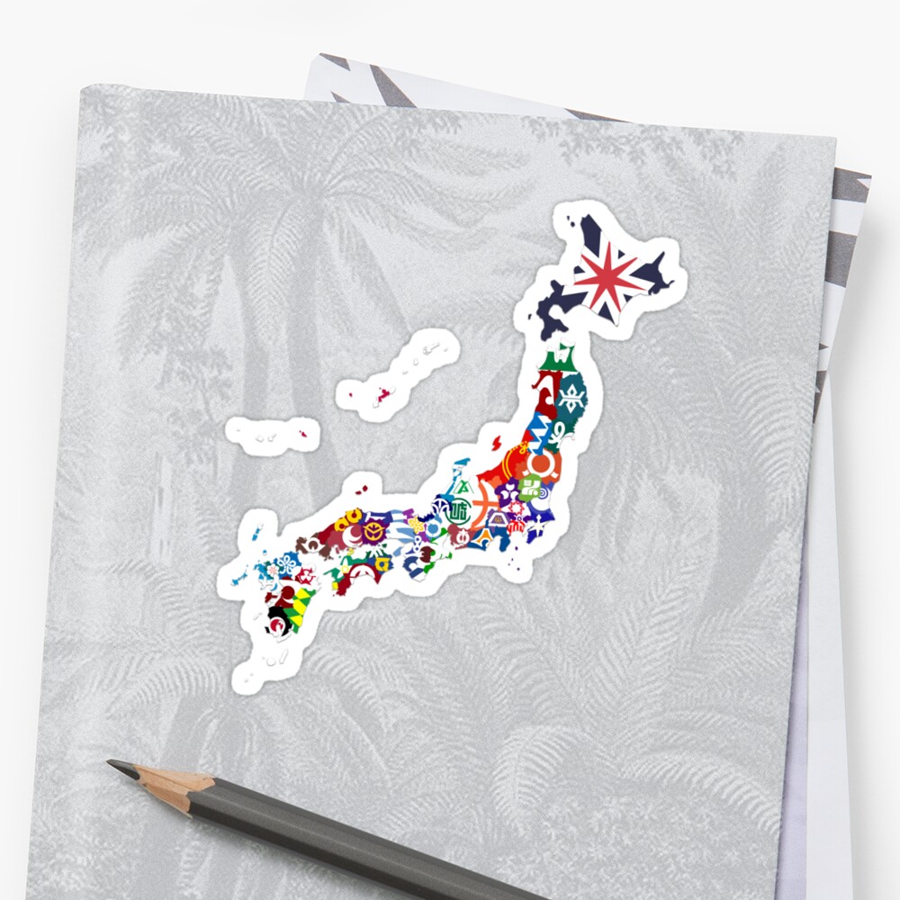 Japanese Prefectures Flags Map Japan Flagmap Stickers By Celticana   Stf,small,600x600 C,0,0,1000,1000.u3 