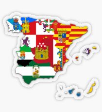 Spanish Autonomous Communities Flags Map, Spain Flagmap Transparent Sticker