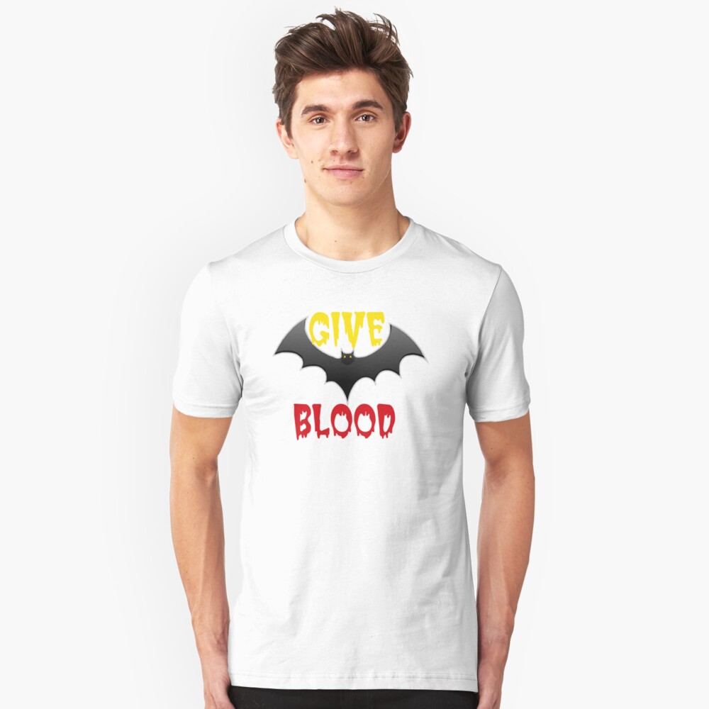 Give Blood Halloween Vampire Bat Slim Fit T-Shirt