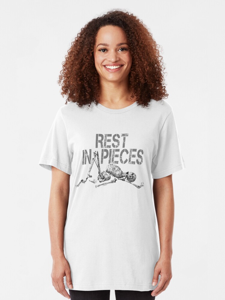Alternate view of Rest in Pieces Skeleton Design Slim Fit T-Shirt