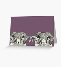 Scottish Blackface Sheep illustration on Purple Greeting Card