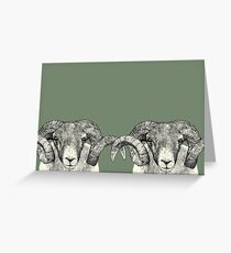 Scottish Blackface Sheep illustration on moss green Greeting Card