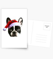 Boston Terrier Christmas, Santa Hat Postcards