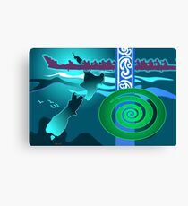 New Zealand Waka Map 2 Canvas Print
