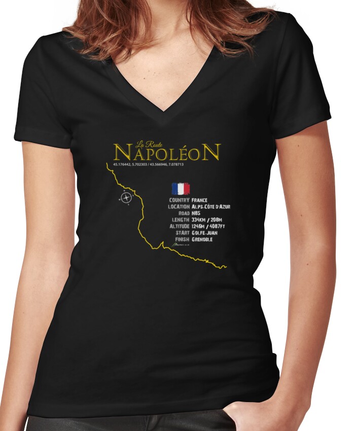 La Route Napoleon N85 Road Trip France Women's Fitted V-Neck T-Shirt