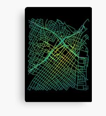 Bunker Hill, LA, USA Colored Street Network Map Graphic Canvas Print