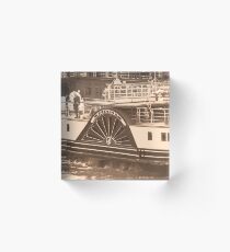 Waverley Paddle Steamer Paddles in Sepia Acrylic Block