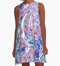 Marmoriertes Aquarell A-Linien Kleid