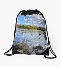 River bank Drawstring Bag