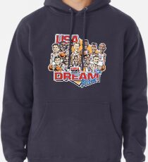 Usa Dream Team Retro Cartoon Worn Look T Shirt Pullover Hoodie
