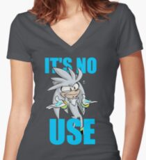 Silver The Hedgehog It's No Use Women's Fitted V-Neck T-Shirt
