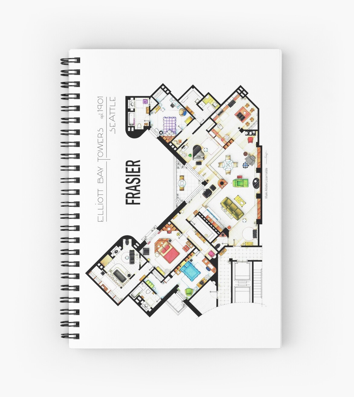 "Frasier Apartment Floorplan" Spiral Notebooks by Iñaki